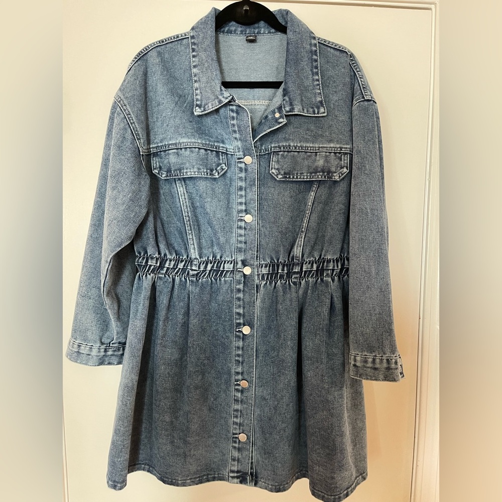 SHEIN Blue Long Sleeve Denim Dress